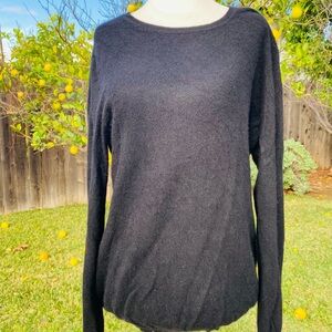 CHARTER CLUB 100% CASHMERE BLACK CREWNECK SWEATER XL LUXURY SOFT KNIT